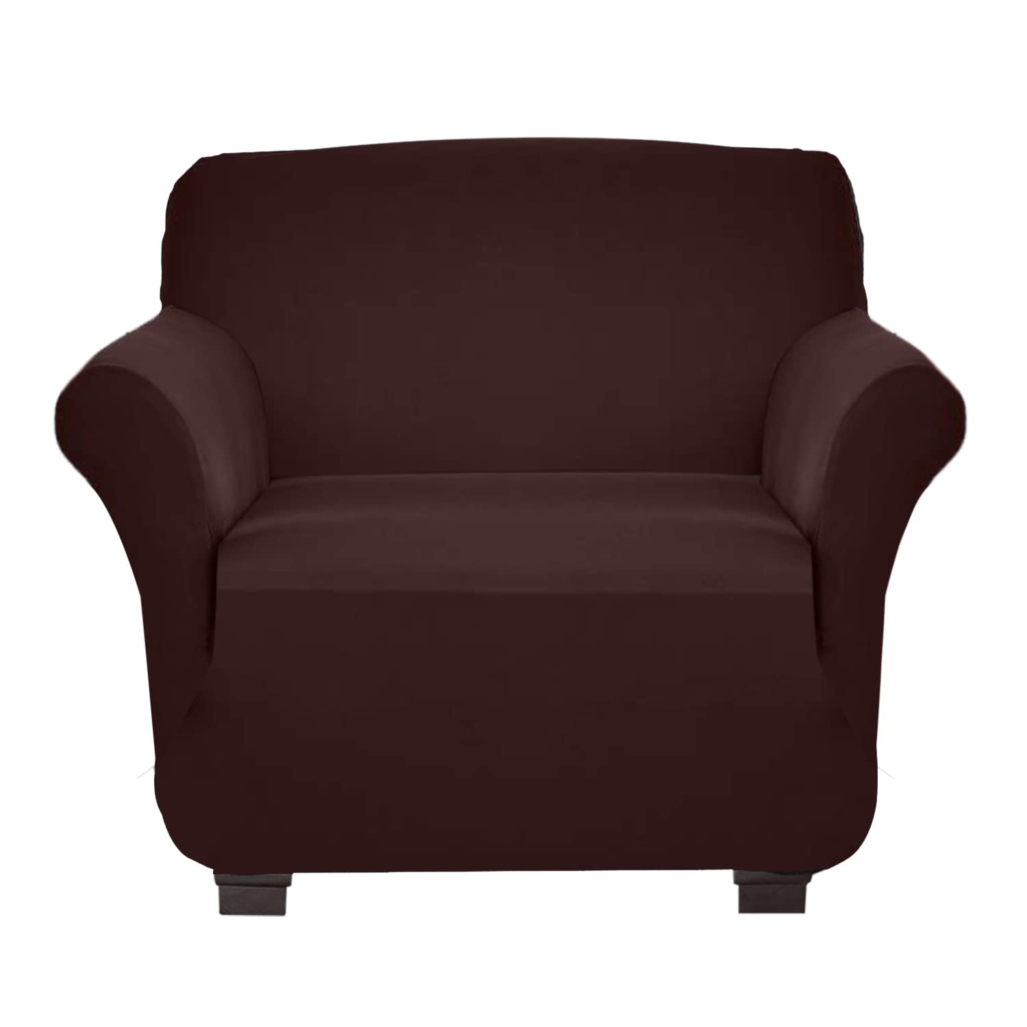 Kuber Industries Polyster Stretchable Single Seater Sofa Cover for Home, Office, Hotels with Foam Stick (Brown)-50KM01406, Standard