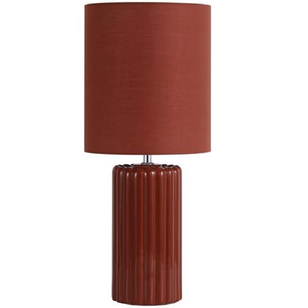 Britalia BR22353OR Burnt Orange Ribbed Ceramic Linen Table Lamp with Linen Drum Shade - 51cm Height