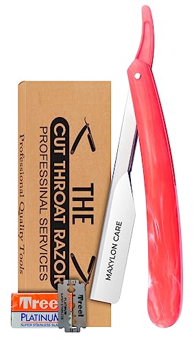 Professional Barber Straight Cut Throat Razors for Men Beard Traditional Stainless Steel Shaving Razor with Leather Pouch