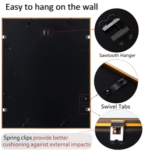 Meefur 16X20 Aluminum Frame, 11X14 Photo With Mat Or 16X20 Without Mat, Gold Brushed 20X16 Frame For Wall Display, Sawtooth Hanger, Swivel Tabs, Spring Clips Great For Photos, Artworks, Posters #TOP1