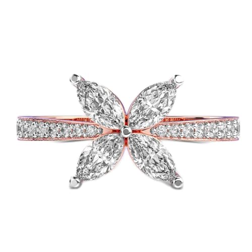 Bague moissanite luxe en argent 925 plaqué or rose fait main