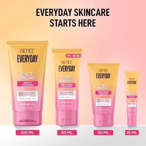 Image of RENEE Everyday Face Bright Gentle Face Wash For Fresh, Clean Skin | Hydrates, Brightens Skin, Reduces Oil | With Vitamin B3, B5, and C | Facewash for Women & Men of All Skin Types | 60 Ml