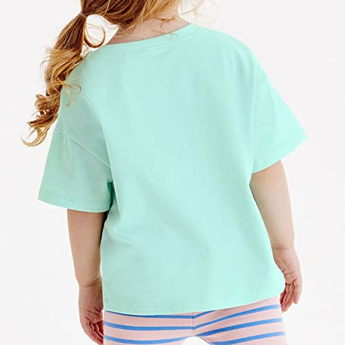 Image of Toddler Girls T-Shirt Short Sleeve Shirt Unicorn Bunny Print Cute Summer Tops Tees Dinosaur Graphic