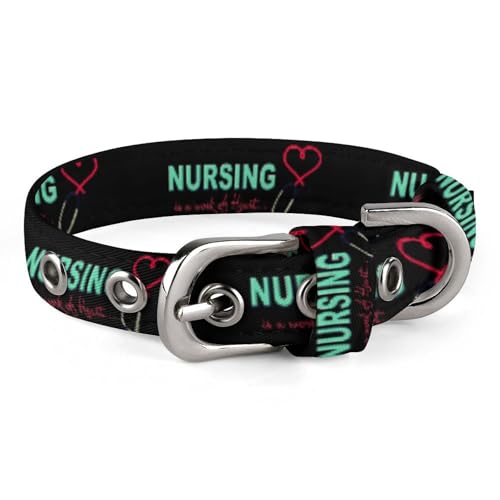 Image of Nurse Nursing Work of Heart Personalized Dog Collar Adjustable Pet Collar for Small Medium Large Dogs Or Cats