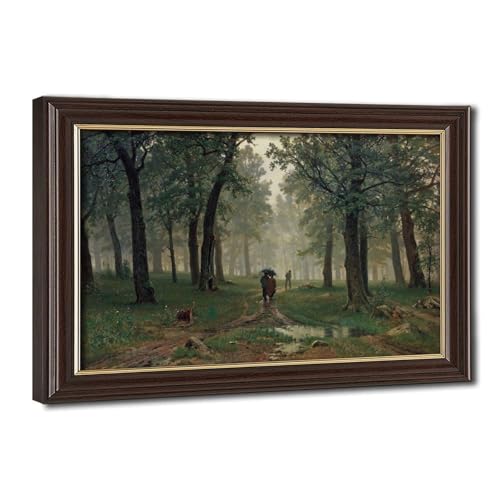 Toile Pluie dans une forêt de chênes pour la décoration murale de votre bureau