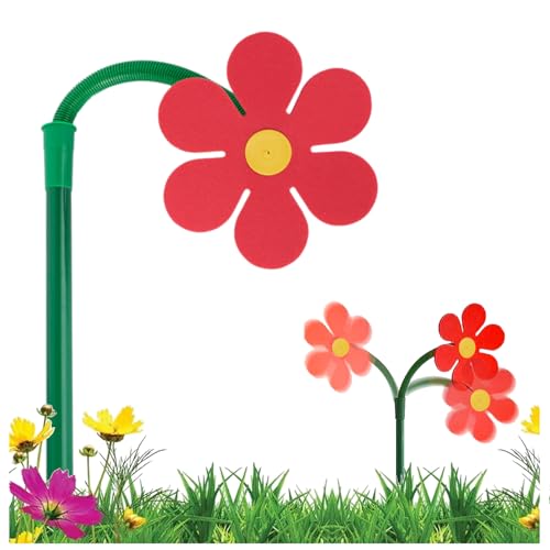 CUTENNIOU Crazy Daisy Sprinkler Crazy Dancing Flower Water Sprinklers Funny Sun Flower Dancing Daisy Lawn Sprinkler for Yard Watering Dogs Playing Red Garden Sprinklers