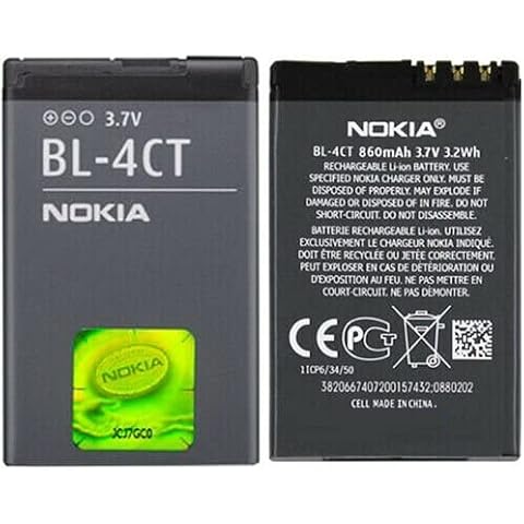 Genuine Original Replacement Rechargeable Nokia Battery BL-4CT For Nokia X3 2720 5310 5630 6600 6700 7210 7230 860mAh 3.7V 3.2Wh (BULK PACKAGING) Cover
