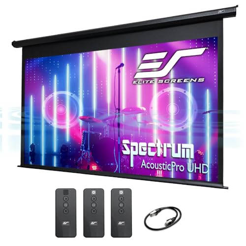 Image of Elite Screens Spectrum AcousticPro UHD, 100-INCH Motorized Electric Projector Screen Moire-Free Sound Transparent Perforated Weave Movie Home Theaters, ELECTRIC100H2-AUHD