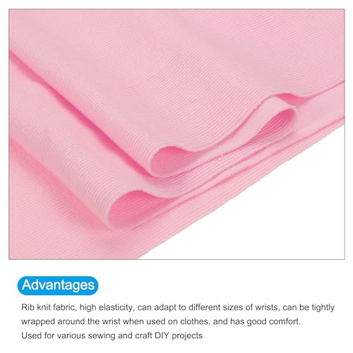 Image of MECCANIXITY 47 inch Elastic Cuffs Ribbed Trims Cotton Fabric Knit Rib Stretch Tape Cuff Sleeve Waistband for Sewing, 20 inch Wide Pink