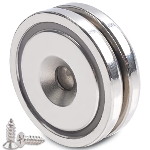 マグネット 強力 ネオジム磁石 ネジ付き 直径36mm、穴径6.5mm 耐荷重48KG 超強力 丸型磁石 キッチン 浴室 工業 室外 倉庫 壁掛け用（2個入り) (36x8mm 穴 6.5mm - 2個入り)