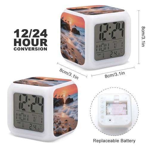 Reloj despertador digital LED grande con temperatura y 7 colores 3