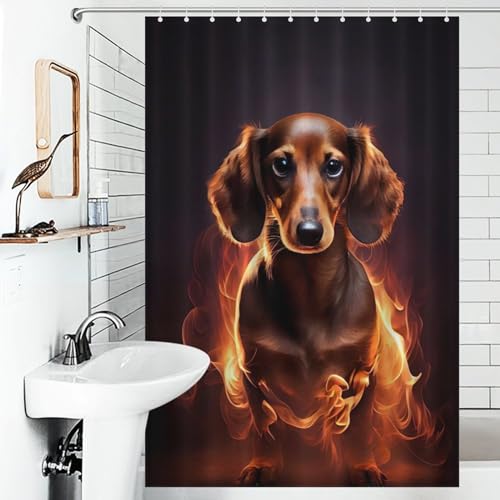Rideau de douche Teckel tissu polyester imperméable rideau de baignoire 122x183cm - 6