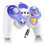 YSDZSW Upgraded GameCube Controller with TURBO Function, Classic Wired Controller for Wii/GameCube (White-Blue)