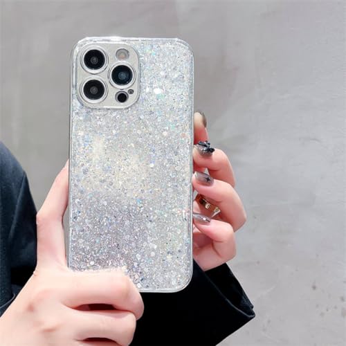 Coque Placage de Luxe Argent pailletée souple antichoc pour iPhone 15 Pro
