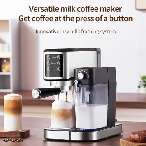 Pssopp CM5120 Coffee Maker Machine, Smart Control Panel Design Einfacher Prozess Hochdruck Kaffeedampf für Cappuccino Latte Making (EU-Stecker)
