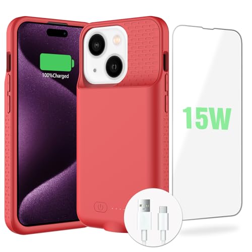 BOPPS Funda de batería rápida 15 W para iPhone 15/15 Pro, ultradelgada, ligera, potente, 7000 mAh, recargable, anticaídas, TPU de, antideslizante