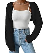 Fuimsul Women Open Front Ribbed Knit Crop Bolero Drop Shoulder 