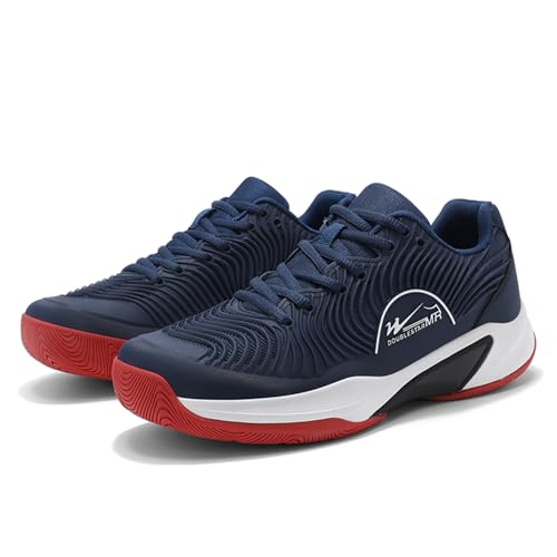 TeeKeeDxl Men's All-Court Racquet Sport Shoes - Pickleball, Tennis & Racquetball Sneakers with Wide Toe Box (Dark Blue,9.5)