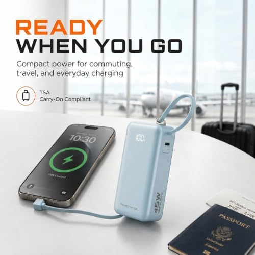 ReelCharge 10000mAh Power Bank Flex 45W Charger (Cool Blue) — view 4