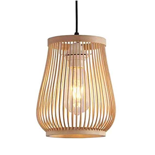 Suspension en bambou tressé main E27 luminaire naturel salon
