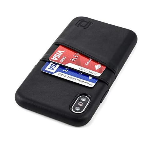 Dockem Exec M2 plånboksfodral för iPhone XS/X: Slim korthållare med integrerad metallplatta för magnetisk montering och 2 kortplatser för hållare, Plånbokfodral, Svart