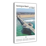 WBCNG California's Famous Local Scenery Comes from Huntington Beach Art Wall Decoration Poster Family Bar Restaurant Garage Cafe Art Sign Gift Frame-style 12x18inch(30x45cm)
