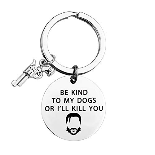 BLEOUK John Wick Inspired Gift John Wick Fans Gift John Wick Movies Gift Be Kind To My Dogs or I'll Kill You Keychain (John Wick ky)