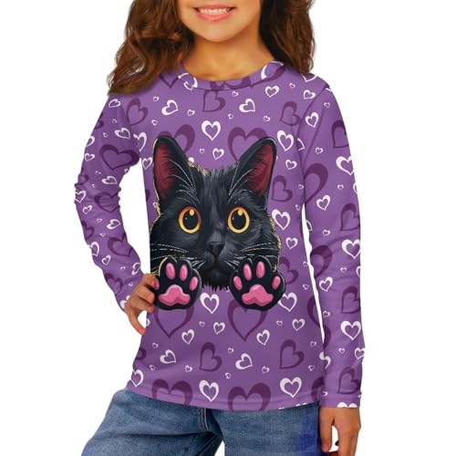 Image of Girls Long Sleeve Shirts Casual Crewneck Soft T-shirts for Girls 3-16 Years Old