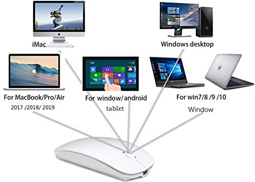 Bluetooth Mouse,Rechargeable Wireless Mouse For Macbook Pro,Bluetooth Wireless Mouse For Macbook Air Laptop Pc Computer (White) #TOP5