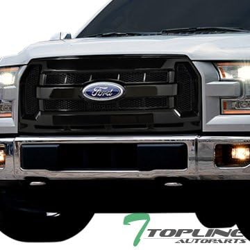 Topline Autopart Black Honeycomb Mesh Front Hood Bumper Grill Grille Guard Cover 15-16 for F150