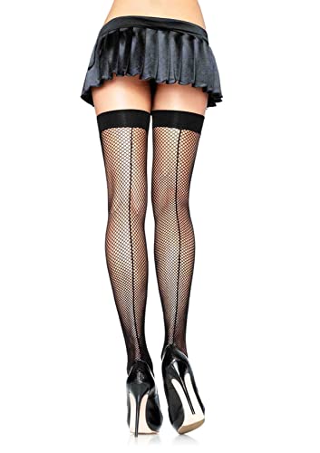 Leg Avenue 9112 Bas Fine Résille Sexy Effet Couture, Noir, Femme, Taille Unique Cover