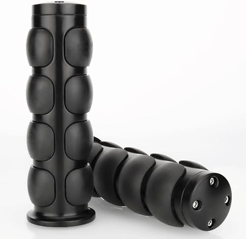 Miniatura 2 de Empuñaduras de mano para motocicleta de 1 pulgada para manillar de acelerador, 0.984 in, goma de aluminio cromada, negra, compatible con Harley