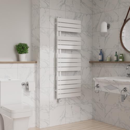 Image of Warmehaus Touch Screen Electric Flat Towel Rail Timer 1380x500mm White