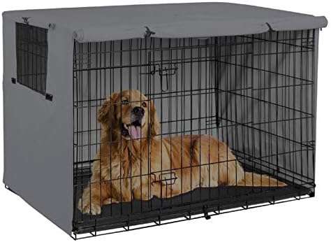 Explore Land Dog Crate Cover Durable - Polyester Pet Kennel Cover Universal Fit for 24-48 inches Wire Dog Crate (48 Inch (Pack of 1), Black Cover)