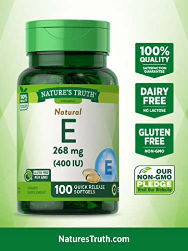 Nature's Truth Vitamin E 400 Natural (D-Alpha) 100 Softgels, 100 Count #TOP2