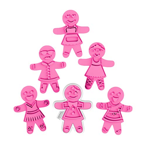 Tovolo Gingerbread Girls Templates Reverse, Dishwasher Safe, Set Of 6 Cookie Stamps With Cutter #TOP2