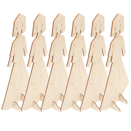 SEWACC Artesanato Em Madeira Inacabado 6 Peças De Modelo De Madeira DIY Silhueta Recortes De Madeira