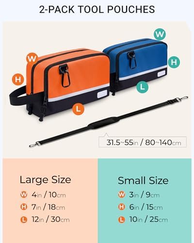 Elviros Travel 2 Pack Small Tool Bags with Strap 12" & 10" - 4
