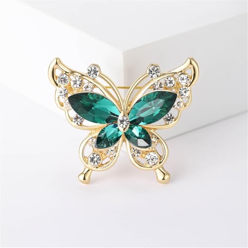 Image of coadipress Butterfly Brooch Pins Chic Romantic Elegant Rhinestone Crystal Insect Brooch Pin Women Corsage Scarf Shawl Clothing Accessories Wedding Party Banquet