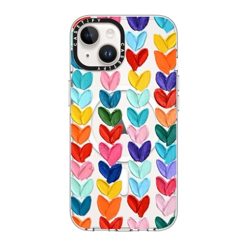 CASETiFY NA iPhone 14 P[X [΂݂ɂf/2m̗NA/MagSafe ɑΉ] - Clear Polka Daub Hearts