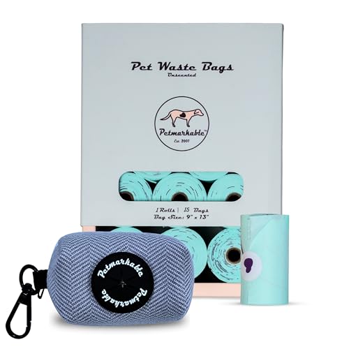 Image of Dog Poop Bag Holder with Carabiner Clip - Convenient, Non-Plastic, and Hands-Free Dog Waste Bag Holder, with Dispenser Pouch for Travel Walks Park, and Outdoor use (Blue)