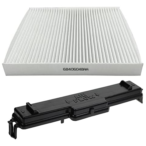 Ram Cabin Air Filter & Filter Access Door Compatible with Dodge Ram 1500 2500 3500 4500 5500 Avenger Caliber Journey Compass Patriot Chrysler 200 68318365AA Filter 68406048AA Cover