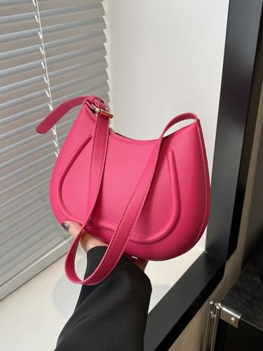 QWINEE Bolsas femininas Y2k com alça superior com zíper bolsas axilas, Rosa choque, One Size
