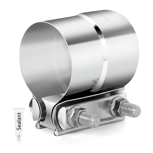 ZEHCLP 1 Pcs 2.0 inch Exhaust Clamp Butt Joint 304 Stainless Steel Band Lap Joint Band Clamp Stainless Steel for Pipes Catalytic Converters，Muffler (1, 2.0 inch)
