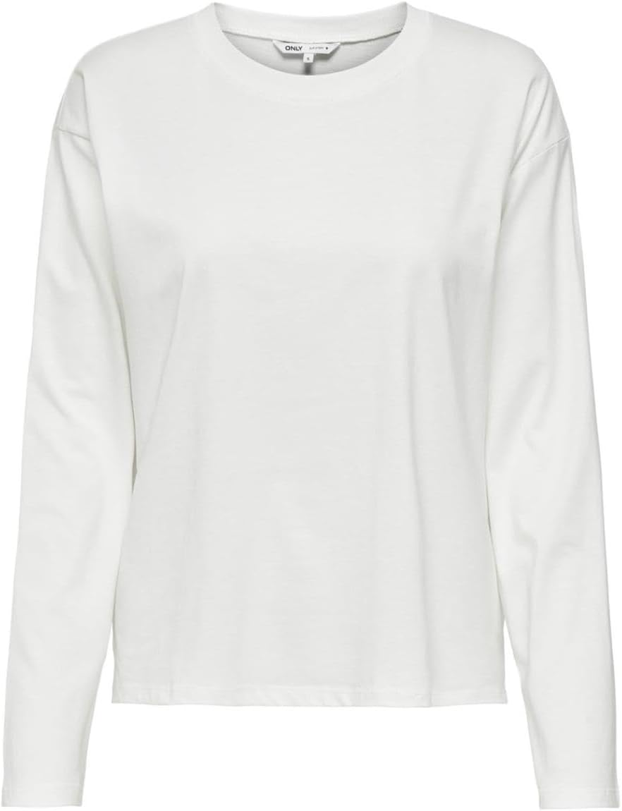 ONLY Women's Adults White Solid Boxy Top L/S