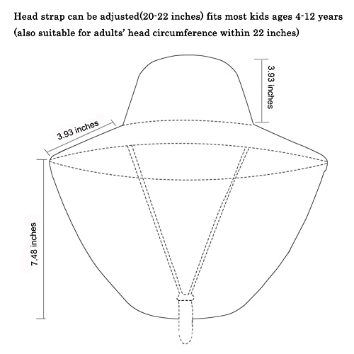 Kids Sun Hat with Neck Flap - Unisex Adjustable Children Wide Brim Summer UPF50+ Sun Protection Mesh Bucket for 4-12y2