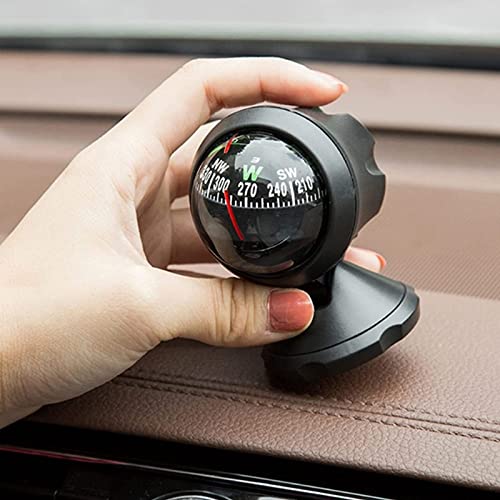 Car Compass Dashboard Mounted Automotive Interior Accessories Gifts For Women Men Adjustable Navigation Guide Ball Portable Direction Pointing Black #TOP1