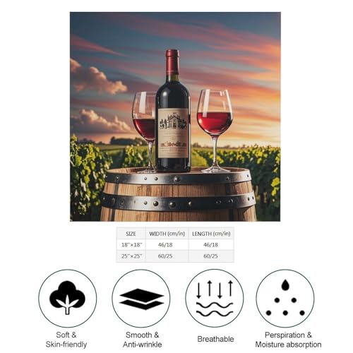 Square Head Scarf Silk Like Neck Scarf Wooden Wine Barrel on Wine Bottle Satin Bandanas Sleeping Hair Scarfs Fashion Silk Feeling Scarfs Boho Headwear Kerchief 18"×18"2