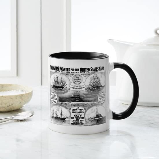 Amazon.com | CafePress 1908 Navy Recruiting Mug 11 oz (325 ml) Ceramic  Coffee Mug: Coffee Cups & Mugs
