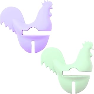 Cute Rooster Kitchen Spoon Holder - Rest Cooking Utensil Holder Pot Side Clip Spoon Holder for Pot Rooster Lid Holders - Heat Resistant & Dishwasher Safe Utensil Rest for Stove Top (Green, Purple)
